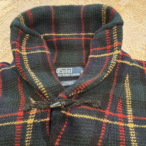 Vintage Polo Ralph Lauren wool Sweater! XXL Green Tartan Plaid Fisherman Style - Picture 9 of 10